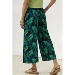 Soft Surroundings Sidnei Wide Leg Crop Palazzo Pants XL 18 Palm Tropical NWT